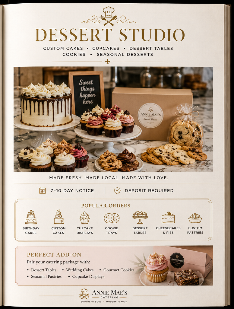Dessert Studio cookbook page for Annie Mae's Catering
