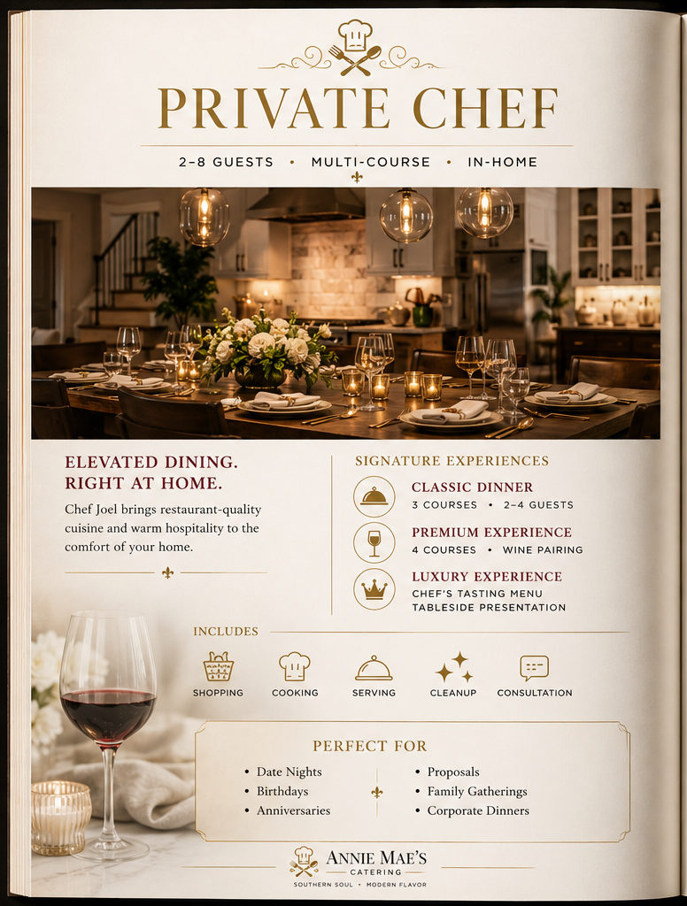 Private Chef cookbook page for Annie Mae's Catering